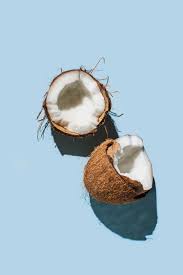 coconut cut into two pieces 
